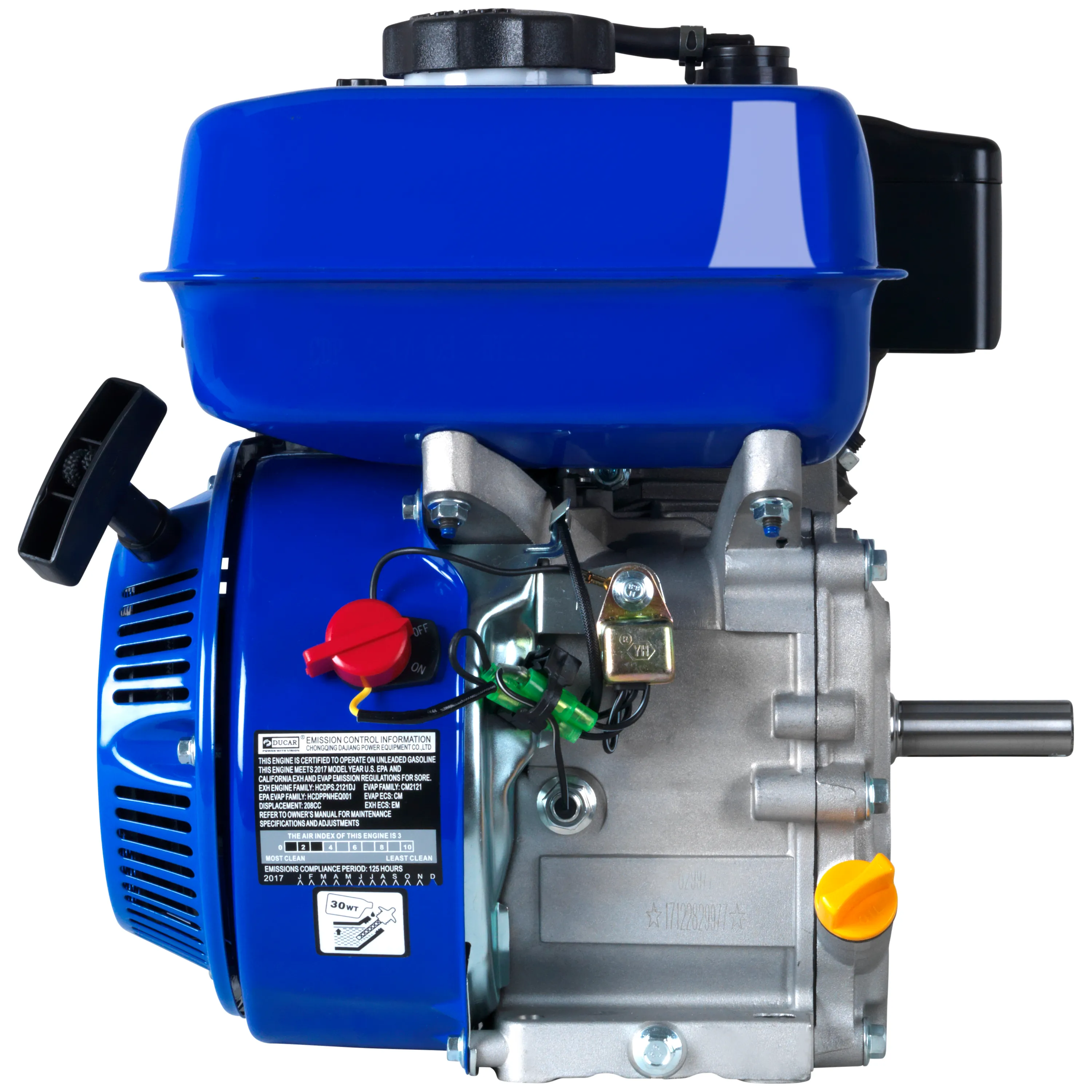 208cc 3/4-Inch Shaft Recoil Start Gasoline Engine