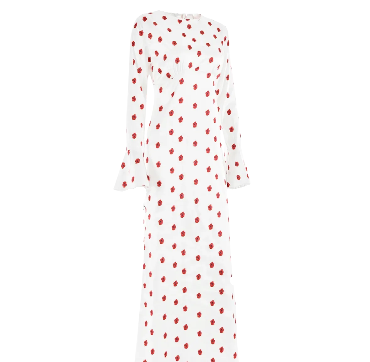 A&A Flare Long Sleeve Printed Polka Dot Maxi Dress