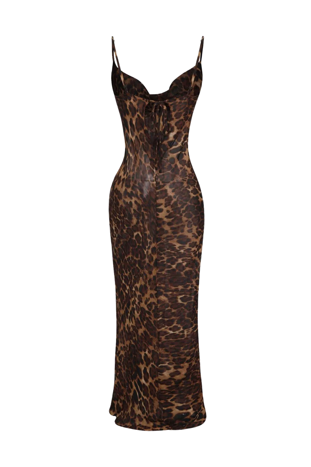 A&A Mesh Sheer Leopard Print Bodycon Maxi Dress