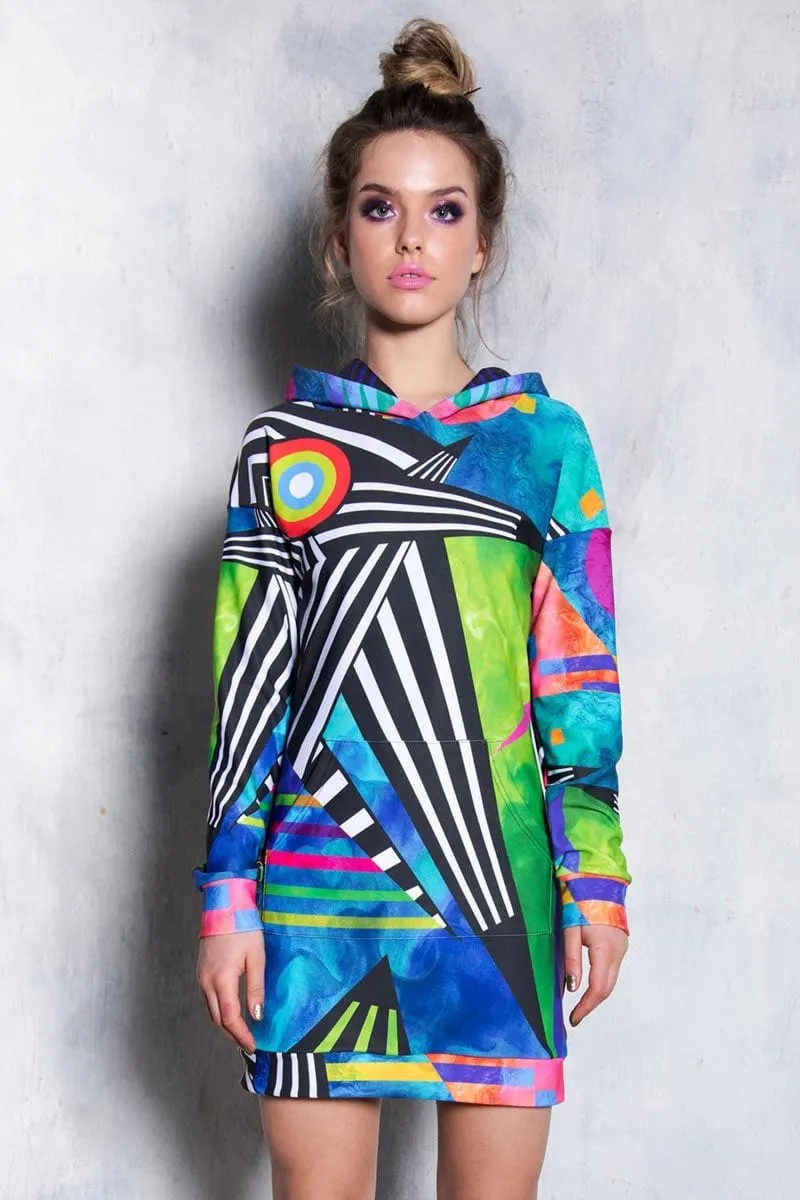 Abstract Geometry Hoodie Dress