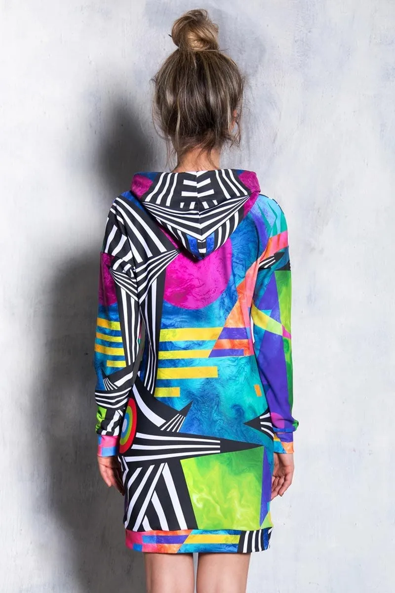 Abstract Geometry Hoodie Dress
