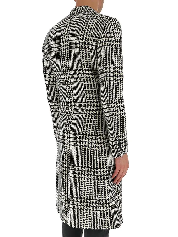 Alexander McQueen Plaid Houndstooth Straight Coat