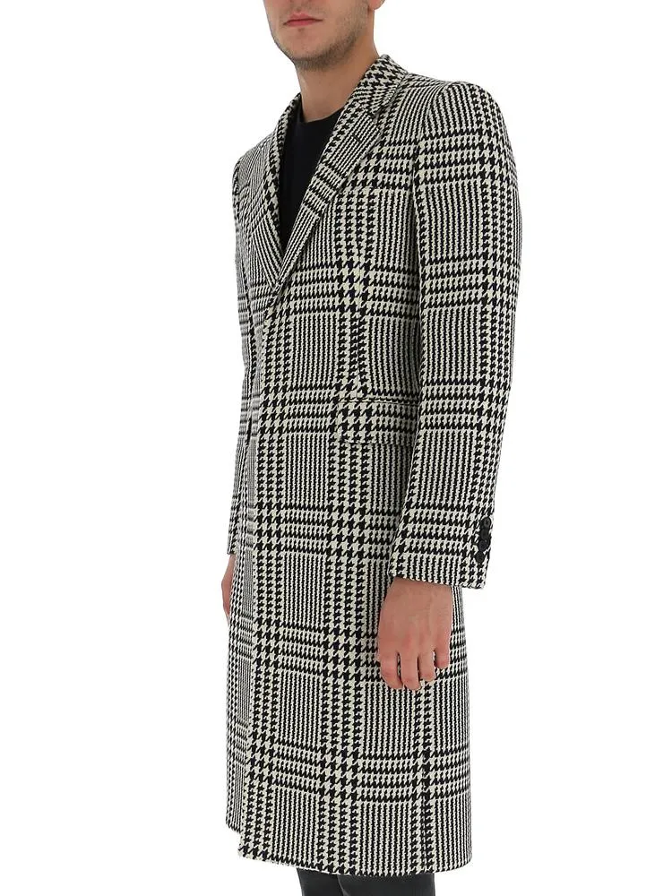 Alexander McQueen Plaid Houndstooth Straight Coat
