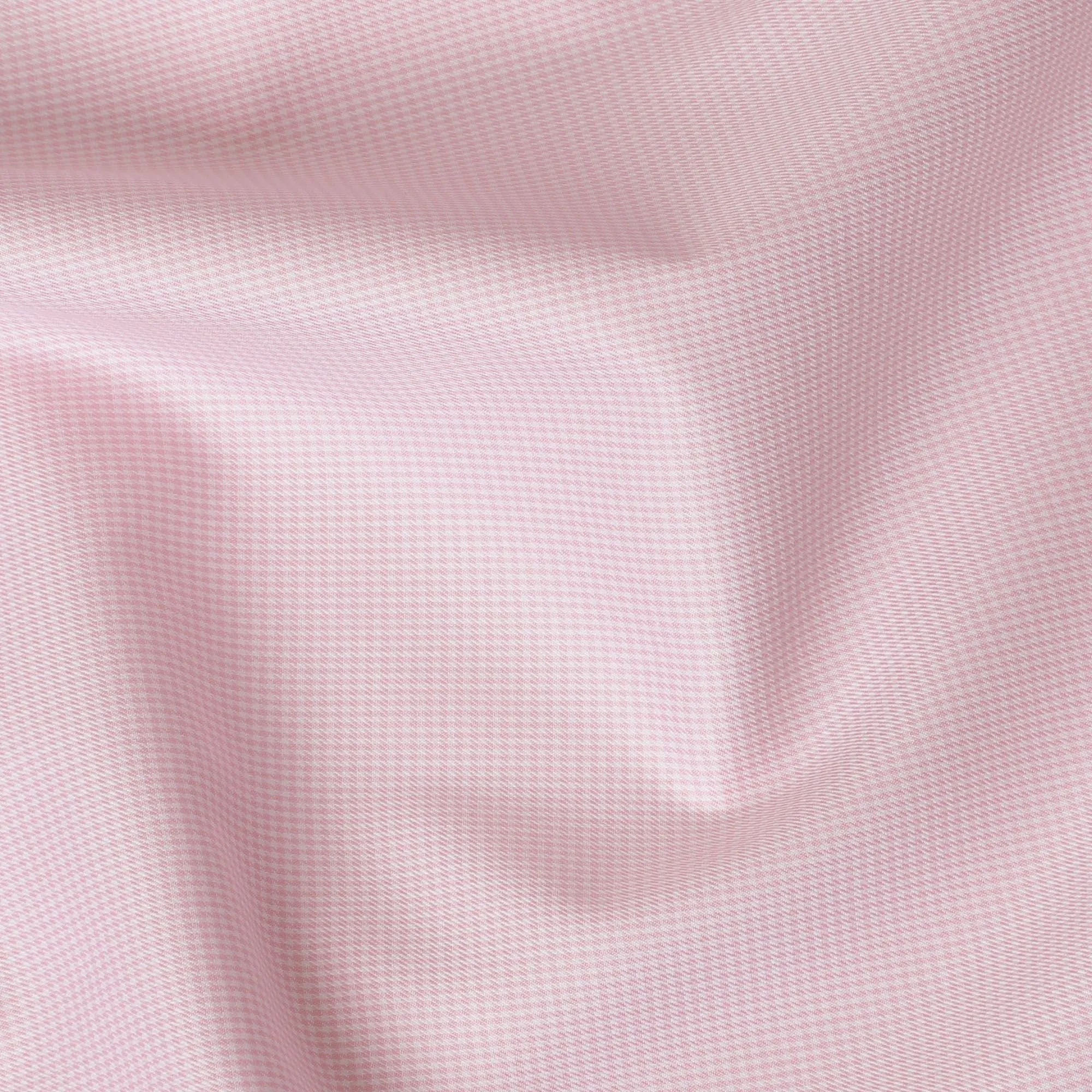 Baby pink Premium pure Italian 100% cotton shirting fabric with white checks design-D16615