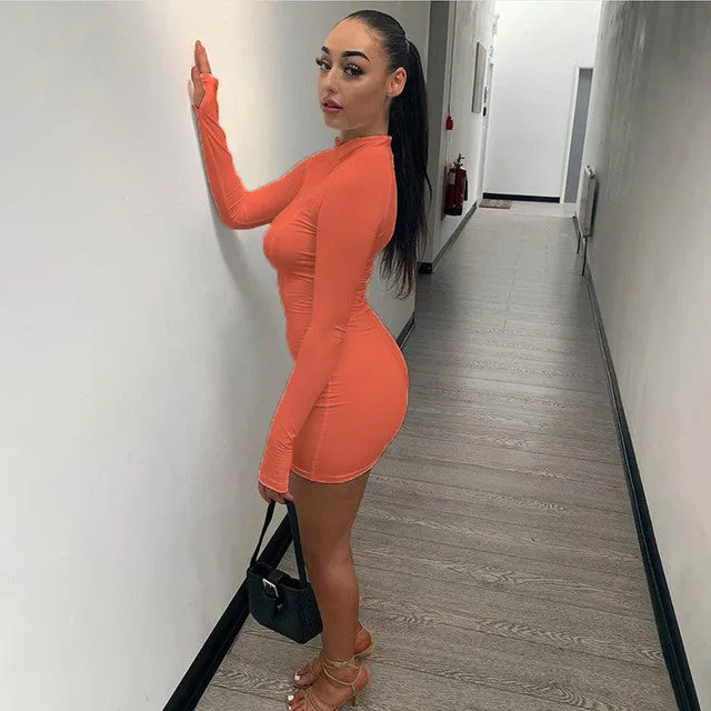 Baddie Long sleeve arm cutout bodycon dress