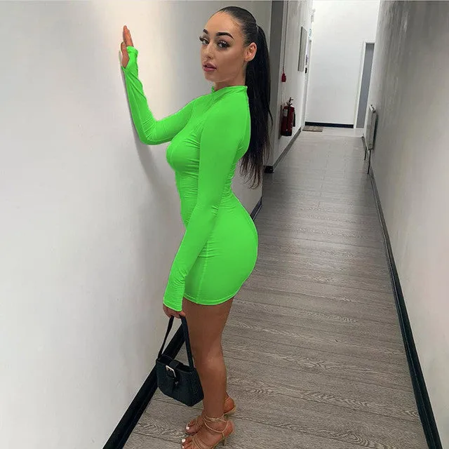 Baddie Long sleeve arm cutout bodycon dress