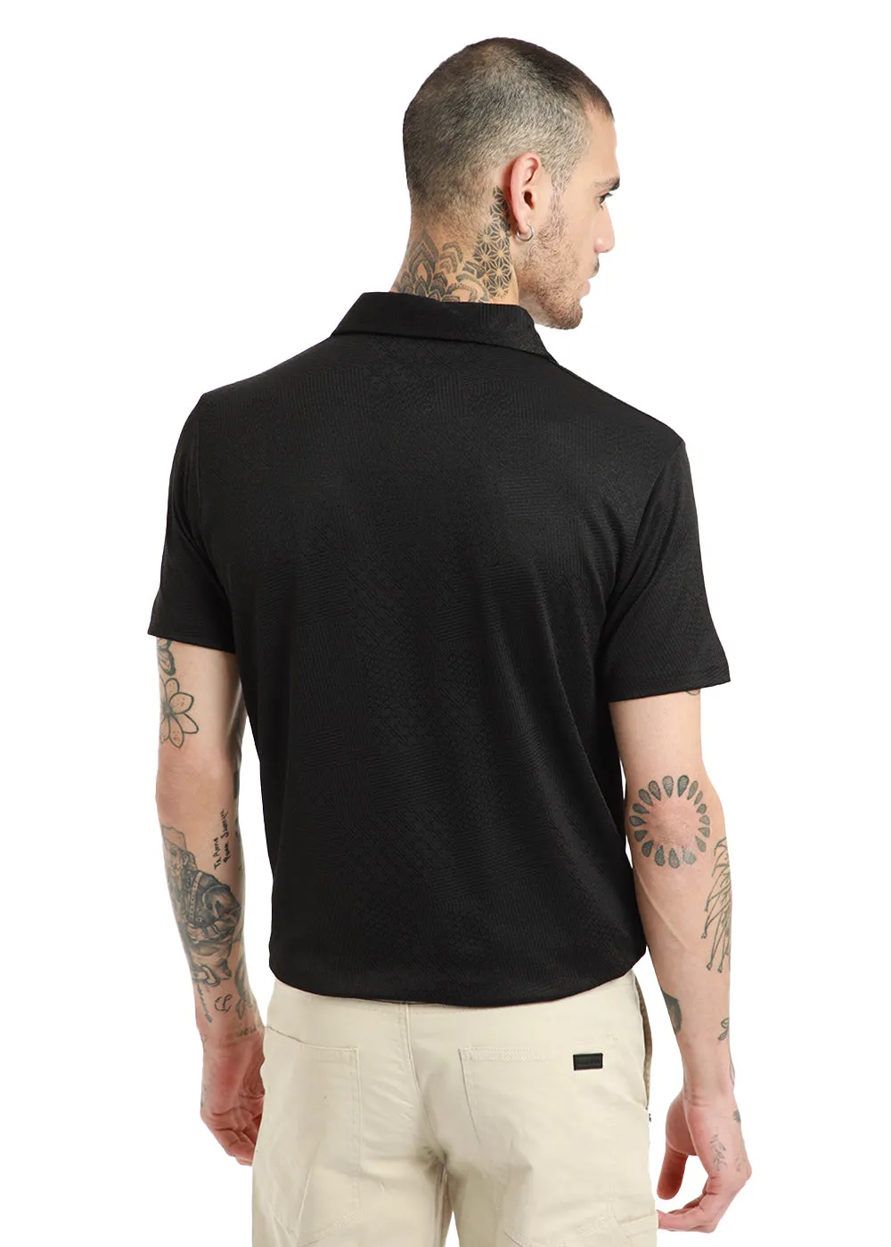 Black Structured Polo Tshirt