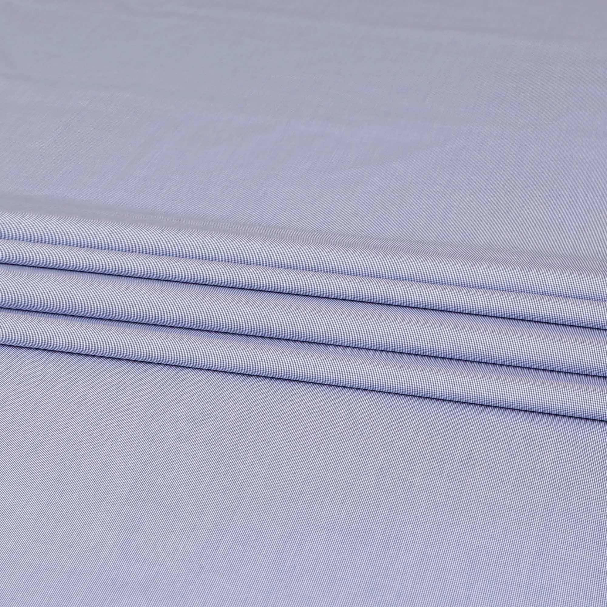 Blue and white blended cotton shirting fabric in checks design-D8509
