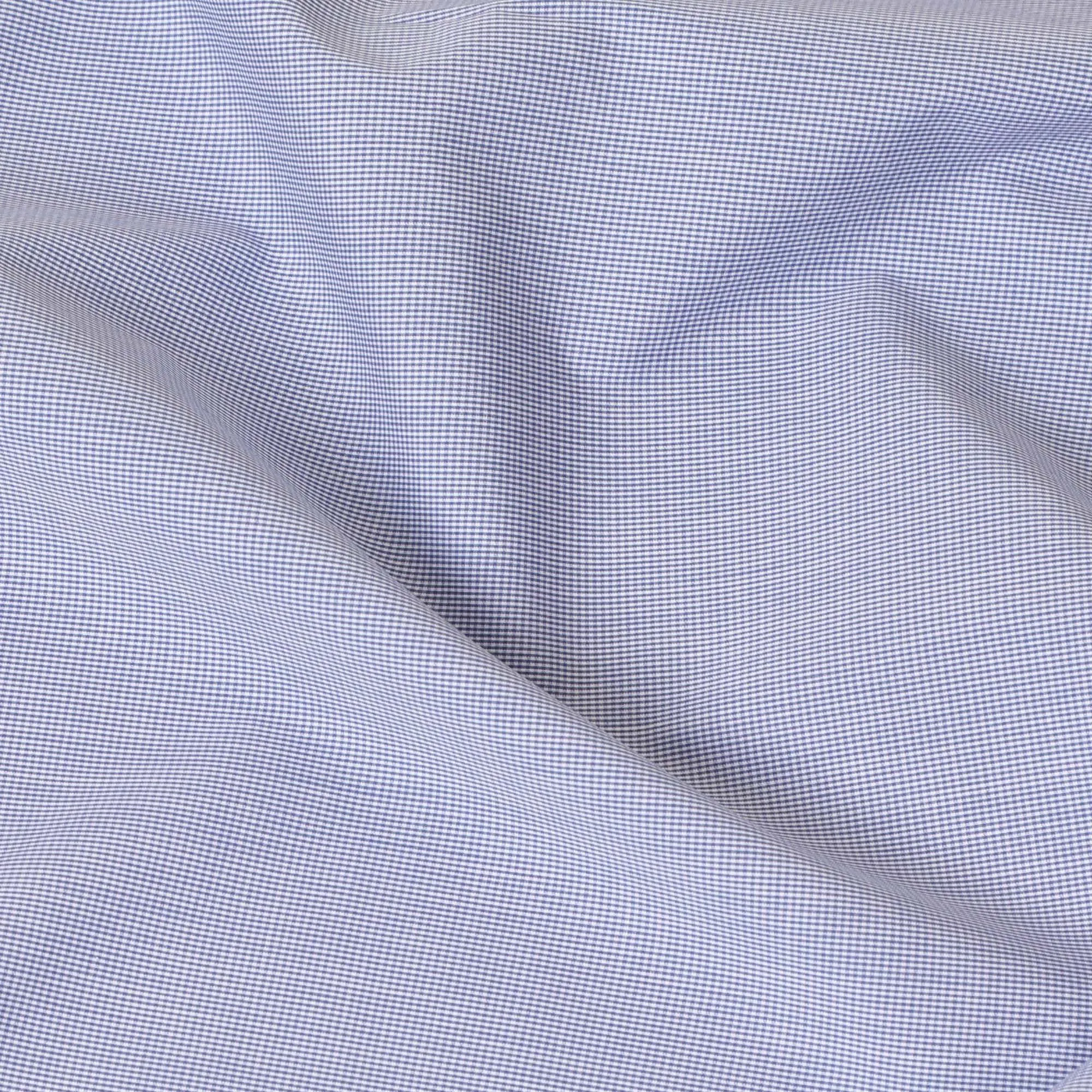 Blue and white blended cotton shirting fabric in checks design-D8509
