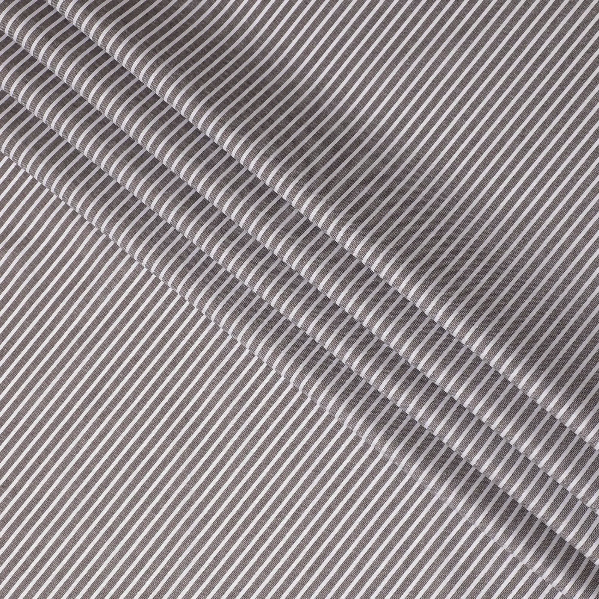Brown Premium pure Italian 100% cotton shirting fabric with white print in stripe design-D16630