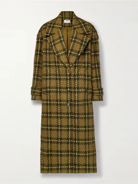 Checked wool-tweed coat