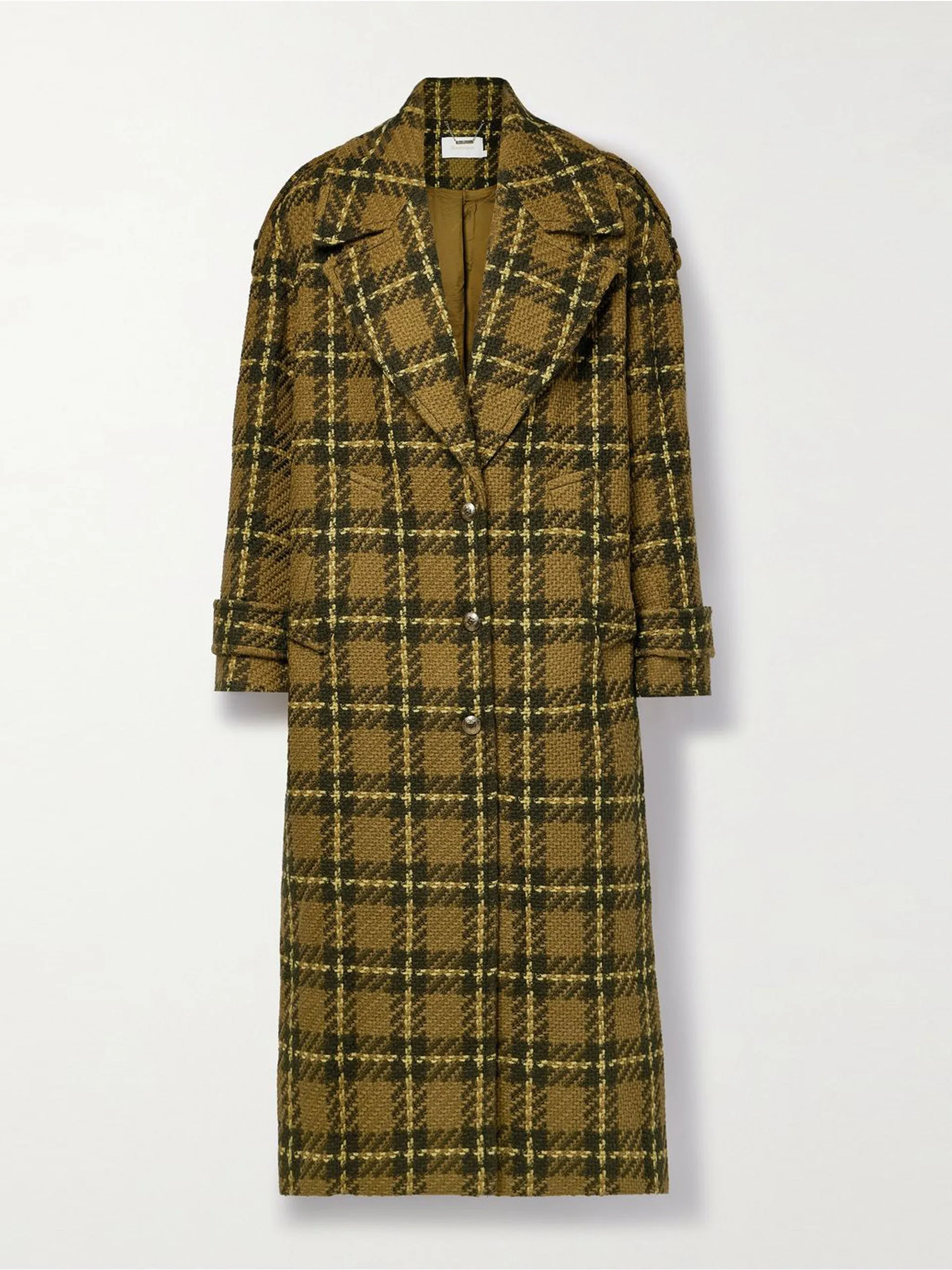 Checked wool-tweed coat