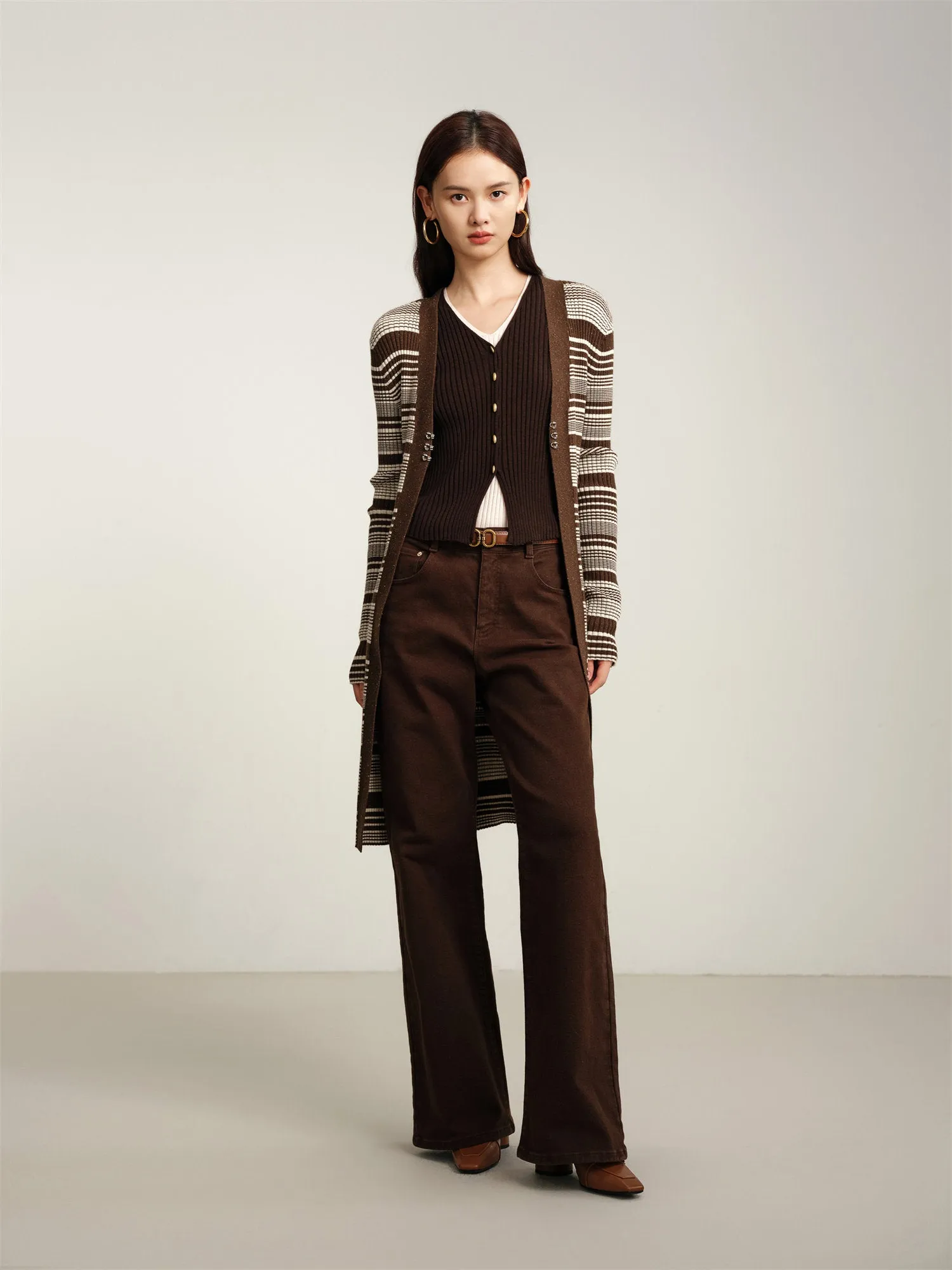 EP YAYING Long Knitted Cardigan Coat