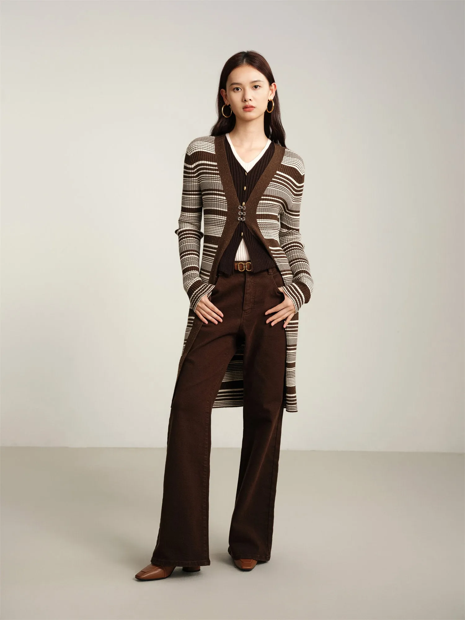 EP YAYING Long Knitted Cardigan Coat
