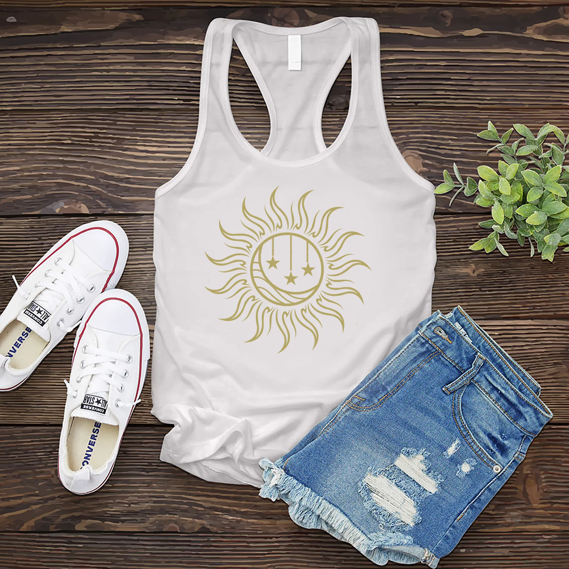 Falling Star Sun and Moon Women's Tank Top