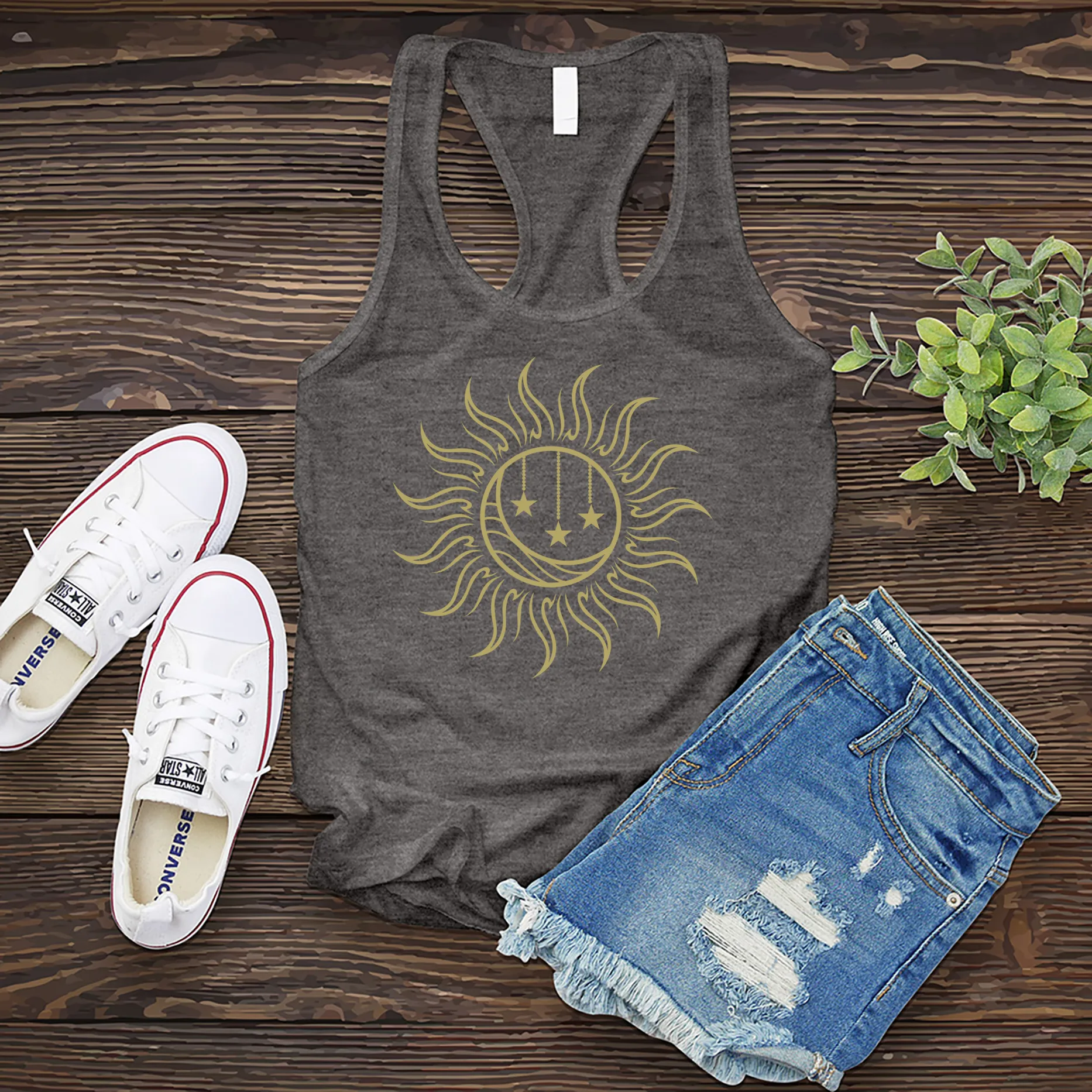 Falling Star Sun and Moon Women's Tank Top