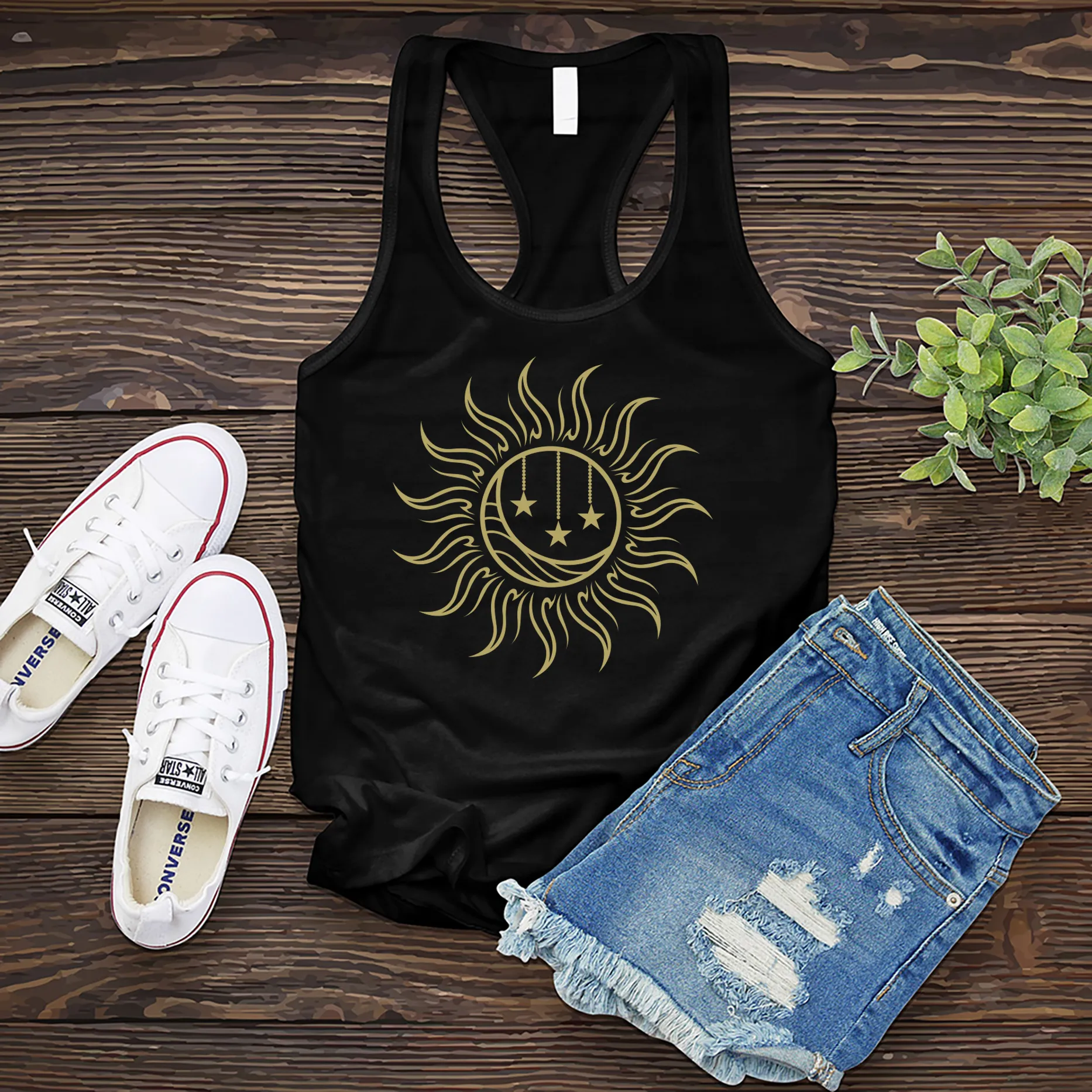 Falling Star Sun and Moon Women's Tank Top