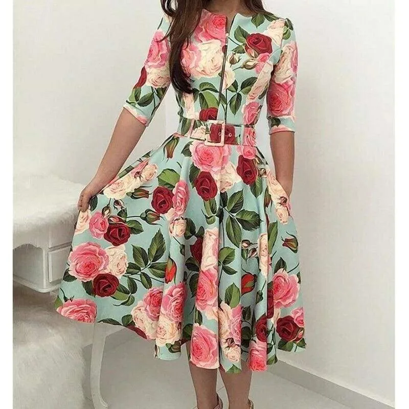 FashionSierra - Women Bandage Bodycon Long Sleeve Short Mini Floral Party Casual Dress