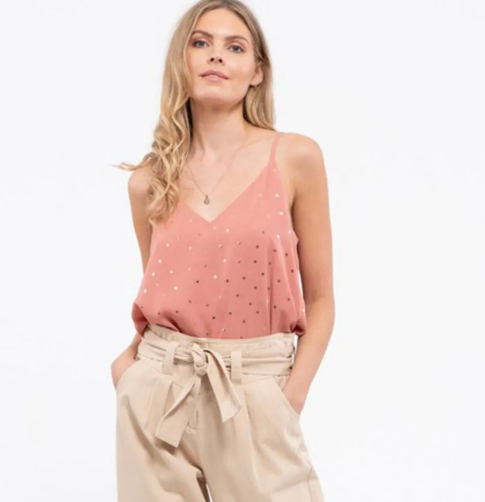 Foil Dot Woven Cami Top