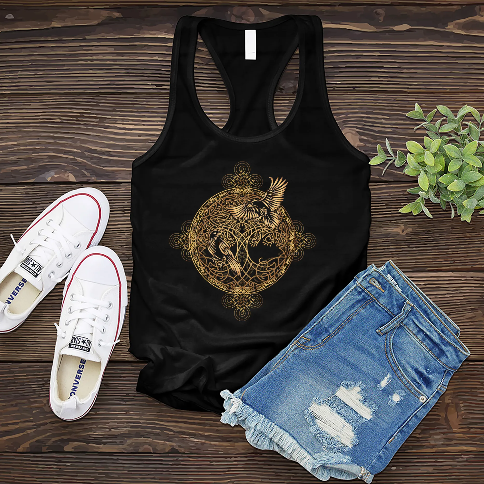 Gleaming Raven Mandala Women's Tank Top