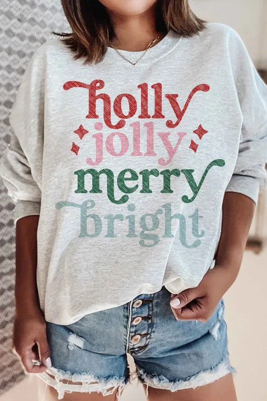 *Holly Jolly Merry Christmas Graphic Sweatshirt