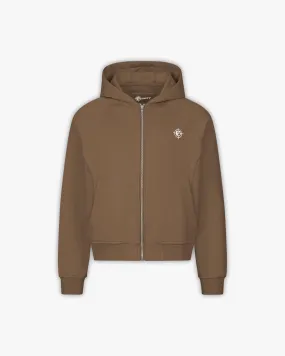 INSIDE OUT ZIP HOODIE CHOCOLATE BROWN