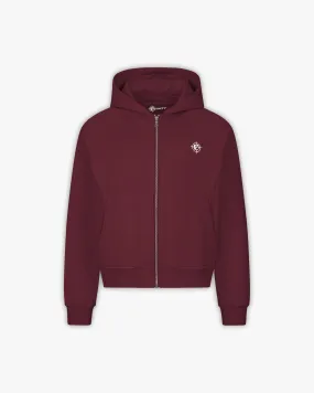 INSIDE OUT ZIP HOODIE WINE RED