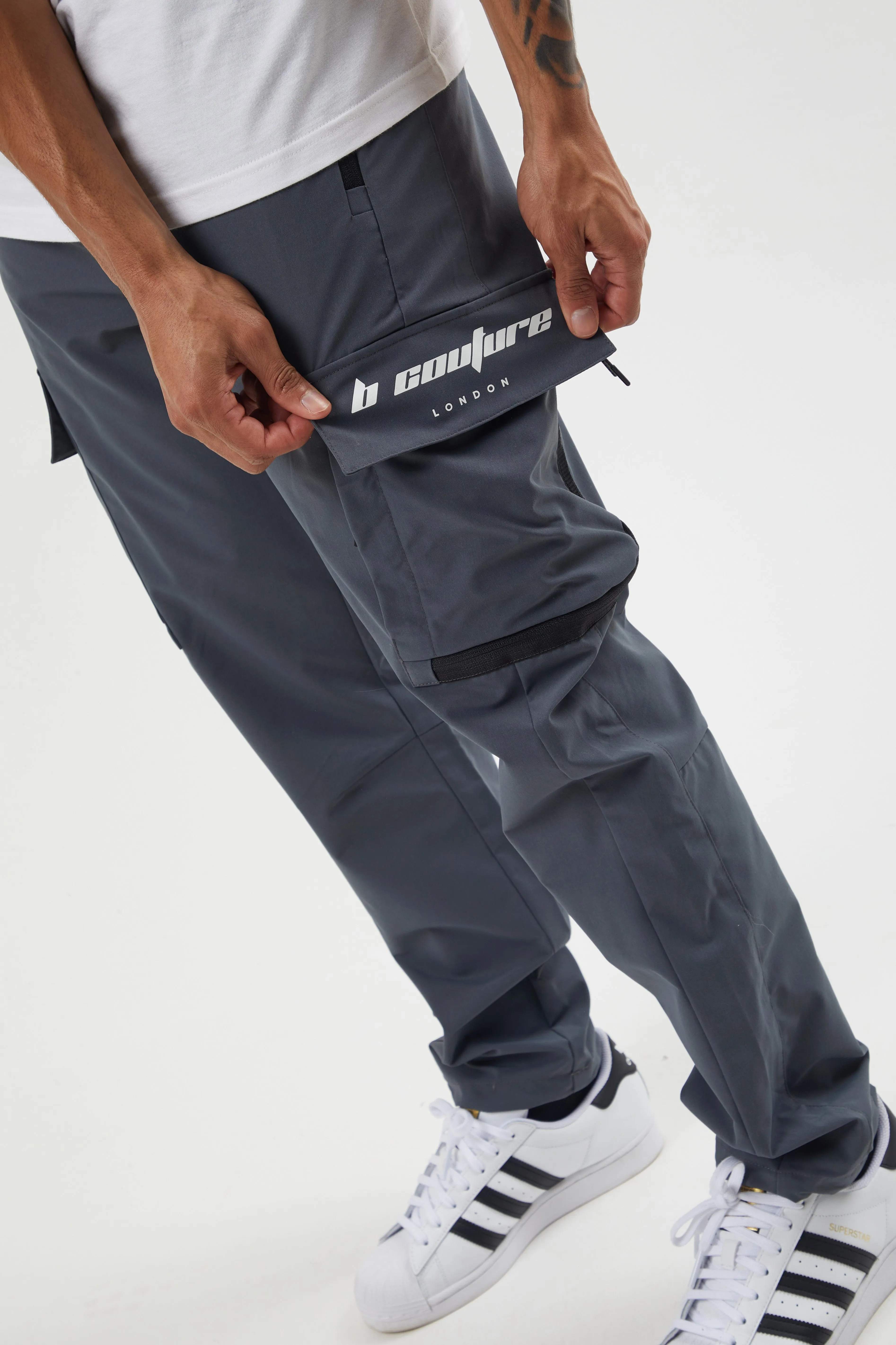 King Street Tapered Cargo Woven Pants - Dark Grey