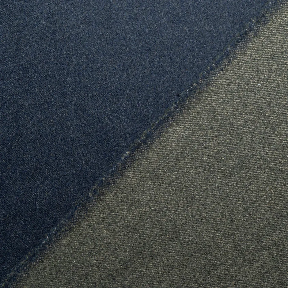 Navy & Olive Green Double-Faced Pure Wool