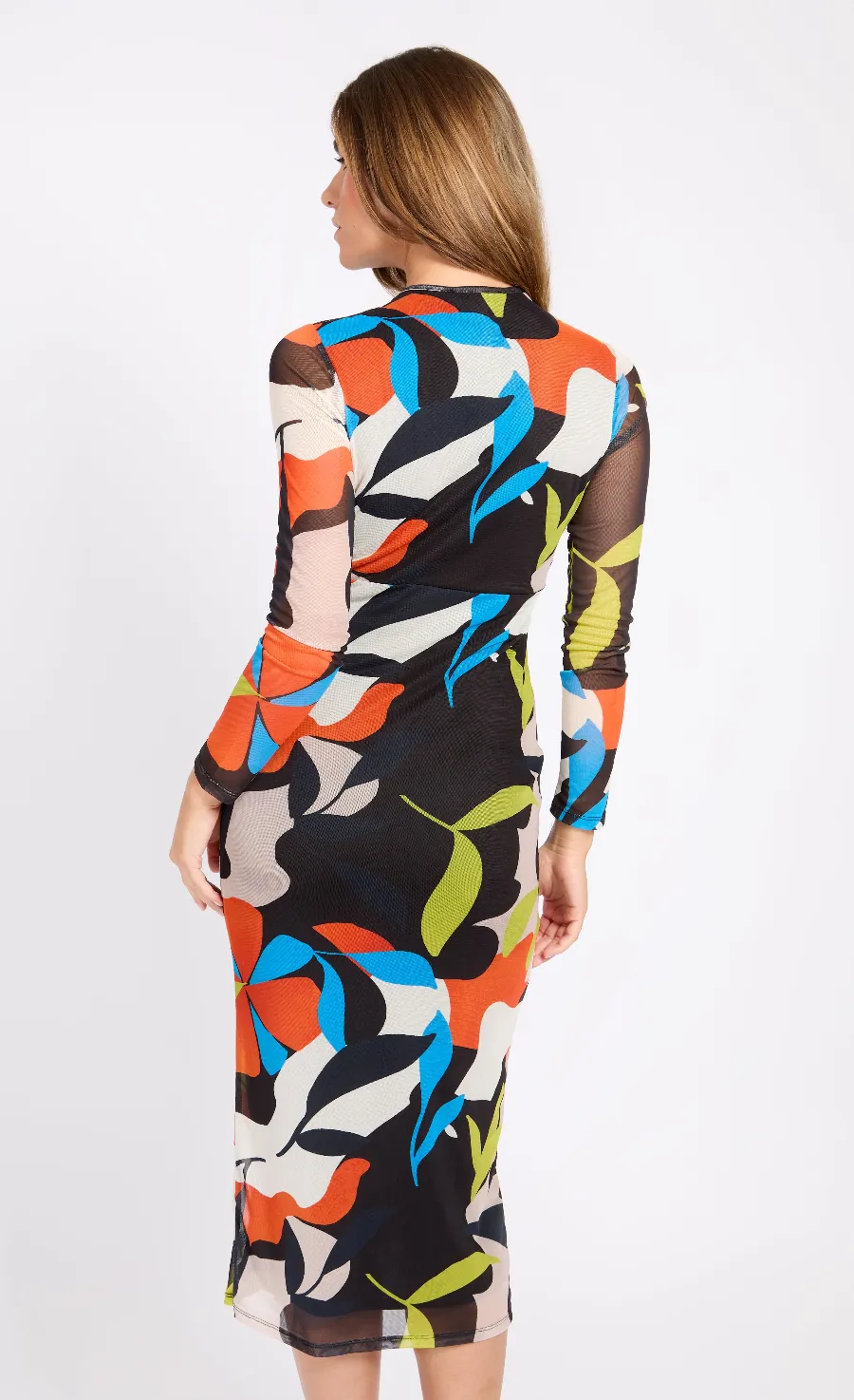 Printed Mesh Midaxi Dress
