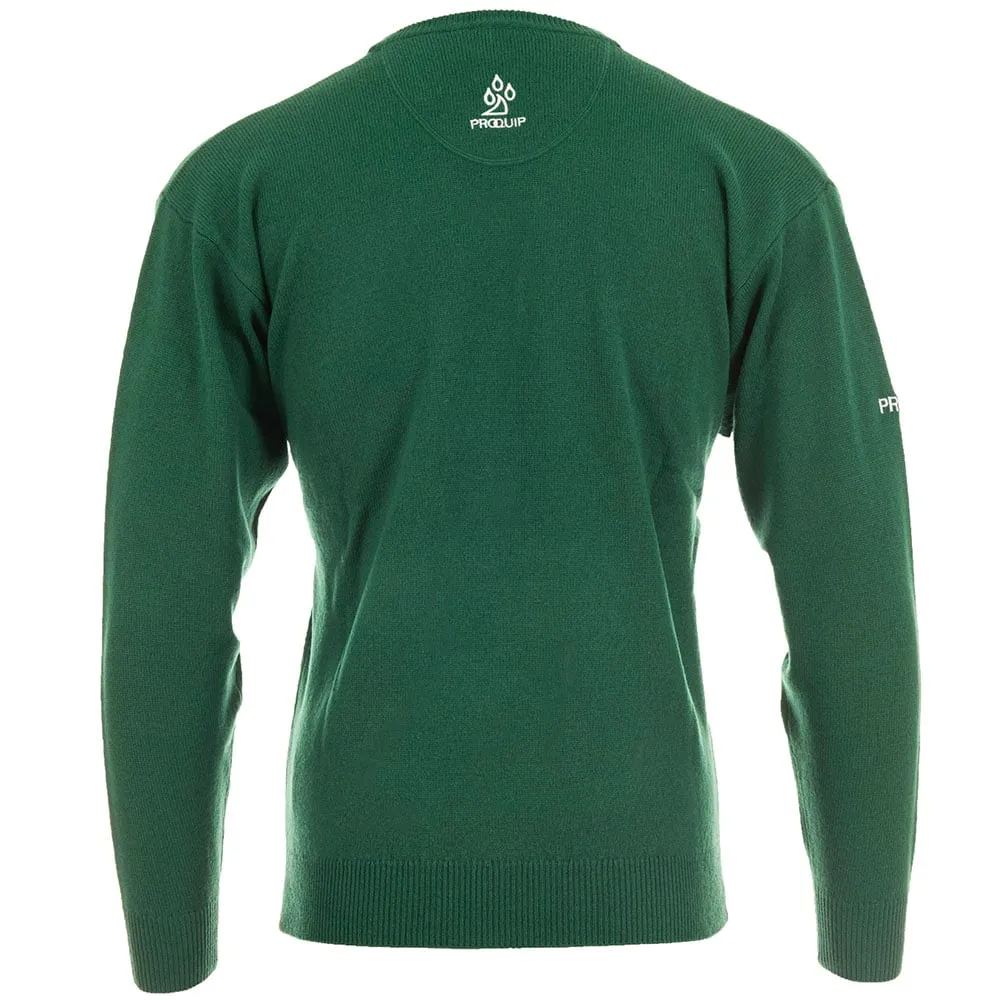 ProQuip Lambswool Water Repellent V Neck Golf Sweater - Grove Green