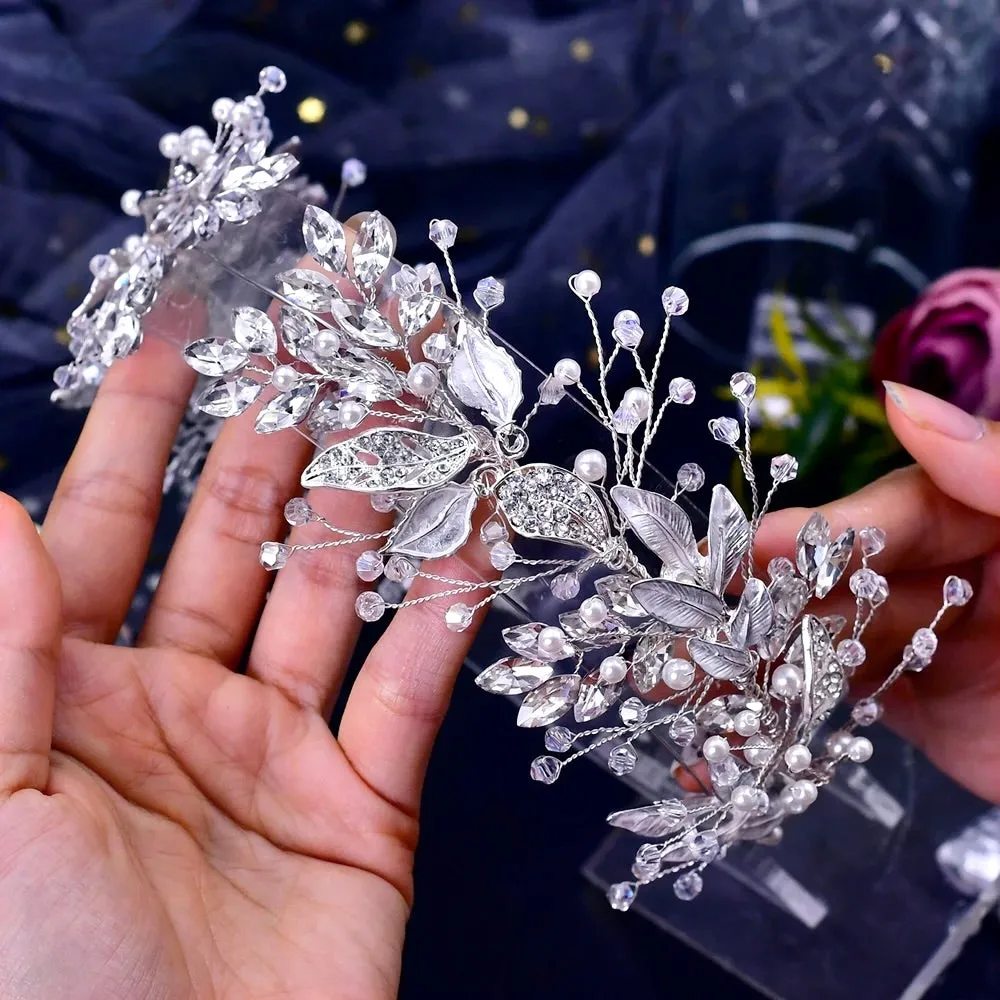 "Avani" - Pearl and Crystal Bridal Headband - Available in Silver and Gold