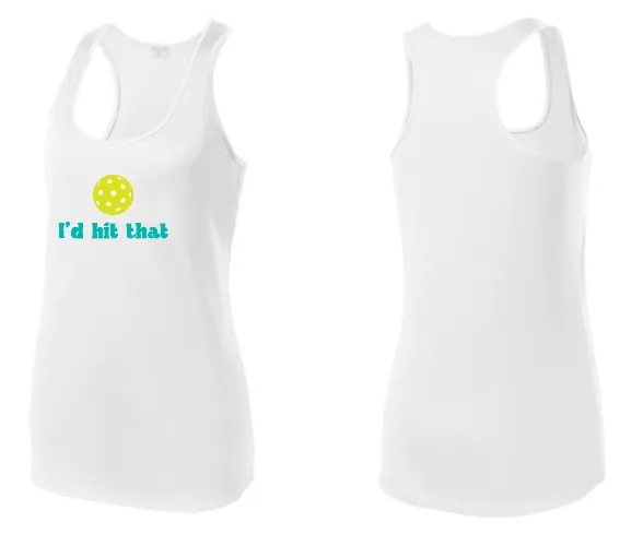 Racer Back "I'd hit that" Pickleball White