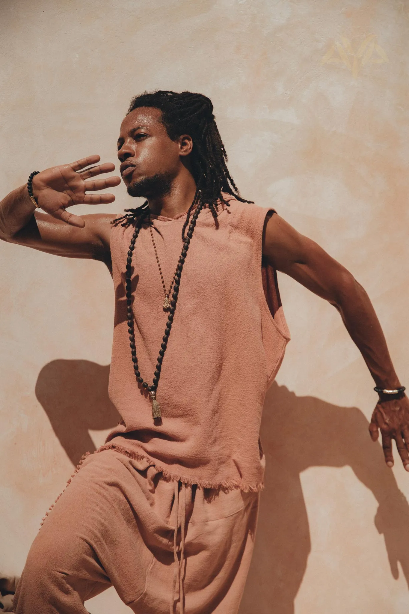 Sandalwood Colour Handwoven Cotton Sleeveless Hoody for Men