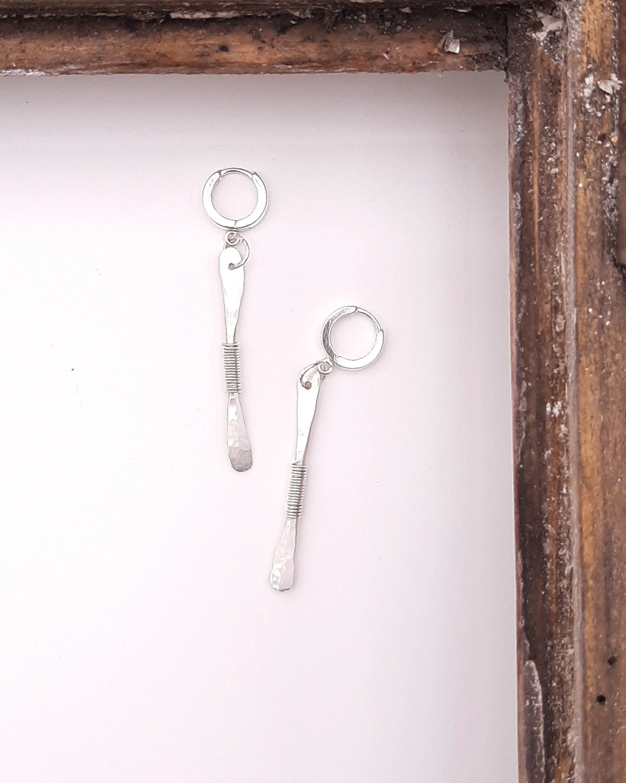 Silver long dangling earrings, silver stick wire wrapped dangling statement earrings, minimalist earrings