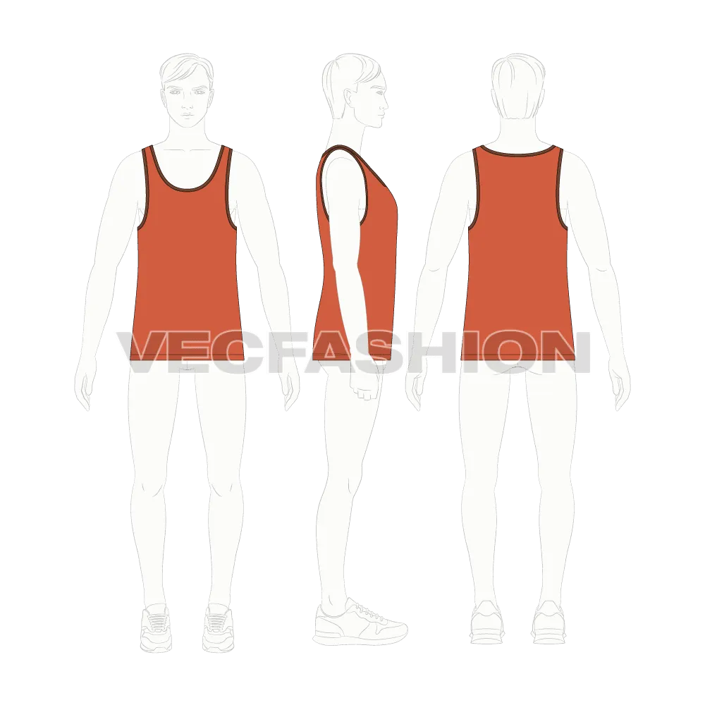 Sporty Ringer Tank Vector Template