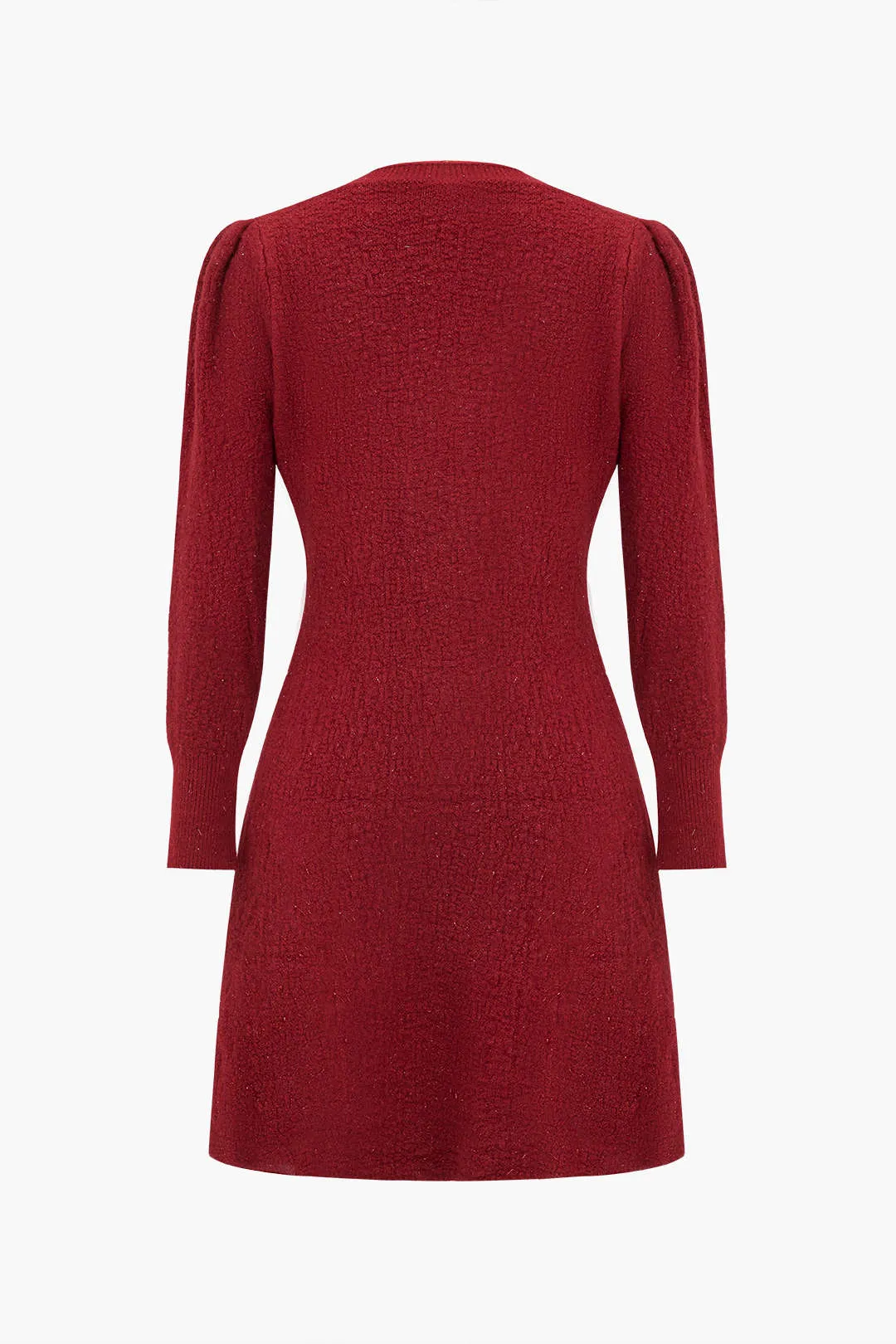 Sweater Long Sleeve Button V-Neck Dress