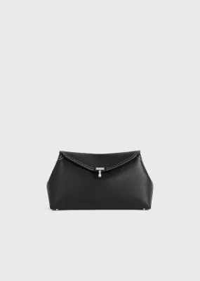 T-Lock grained-leather clutch black